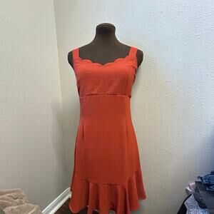 Altar’d State Scalloped cocktail Sienna Brown Fit Flare Orange Mini Dress Large